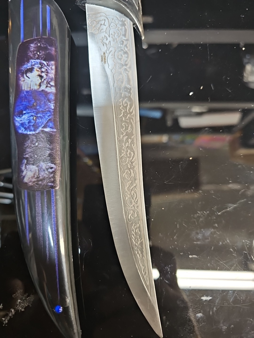 Knife 7 Inch 440 Stainless Etched Blade