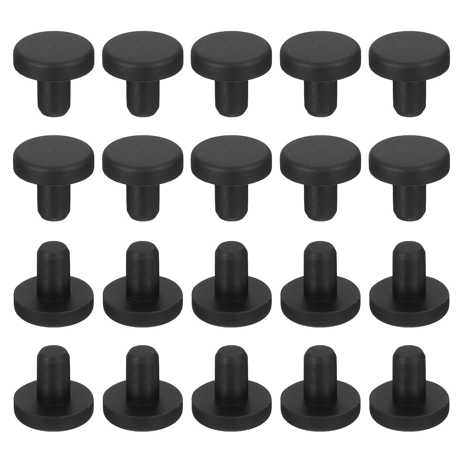 30-Pack Black Rubber Stopper Plugs, 5mm Plug Holes for 4.5-4.8mm/0.18-0.19" Hole