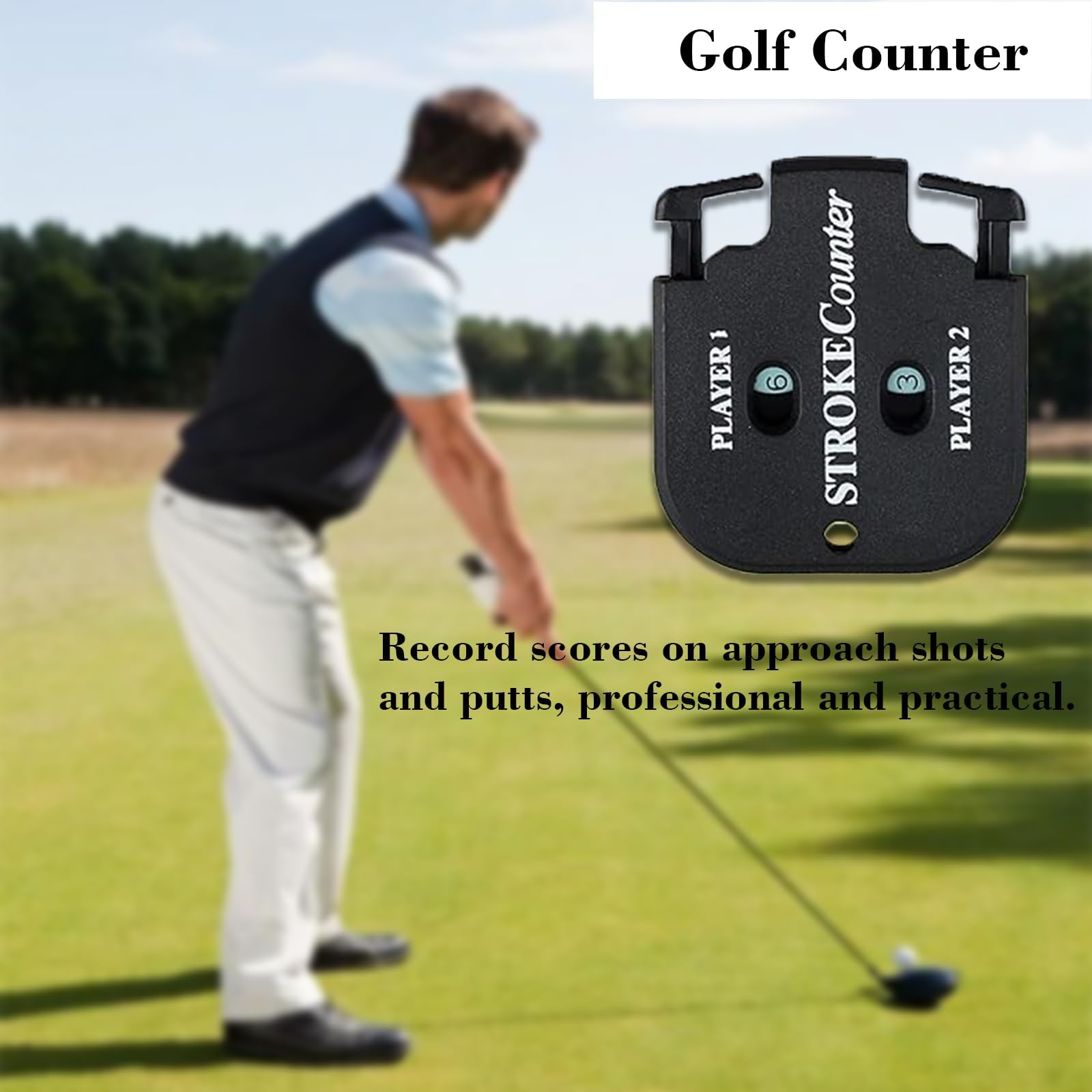 2 Pack Golf Stroke Counter with Key Chain, 2 Player Golf Clicker Counter Hand...