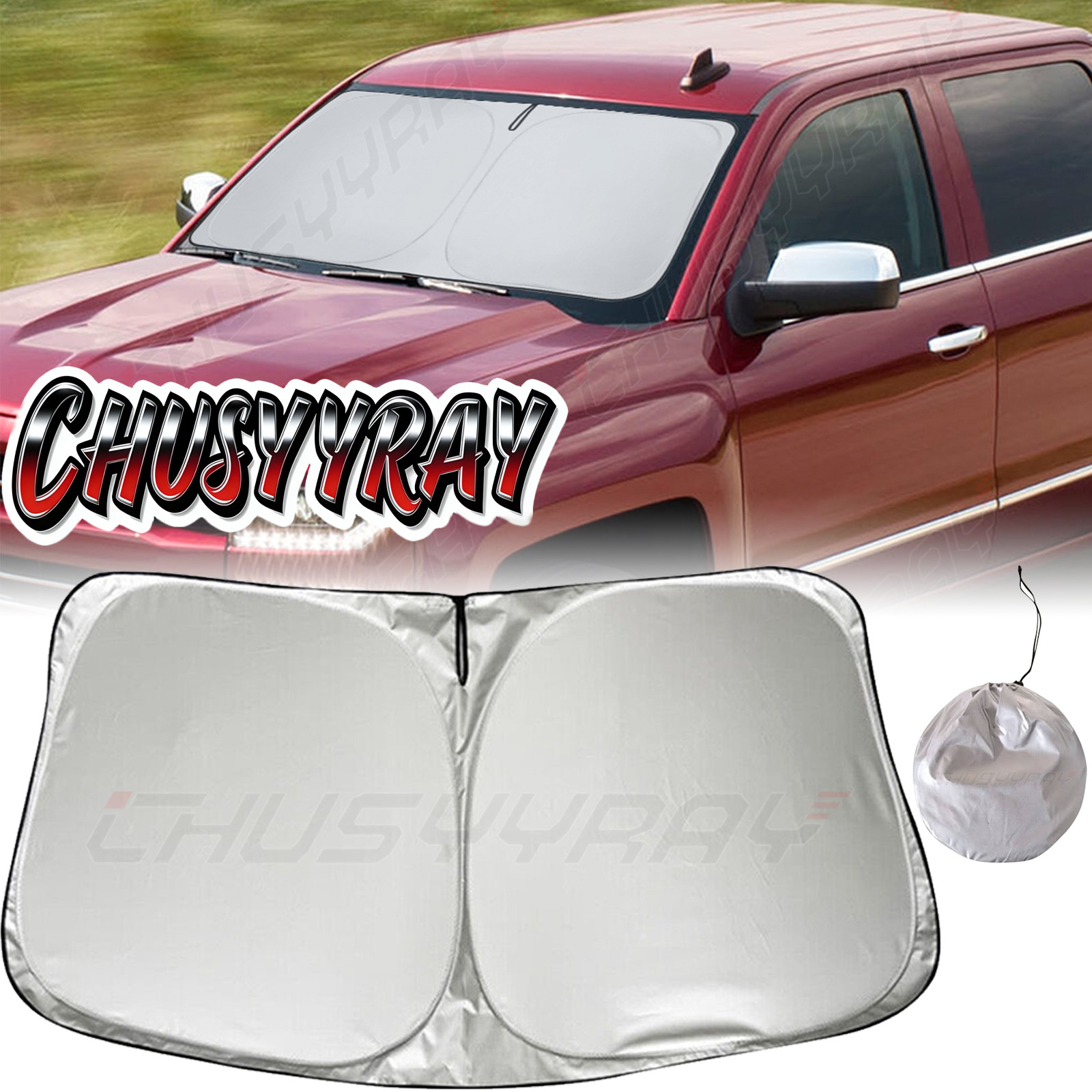 For Silverado 3500HD Foldable SUV Car Windshield Sun Visor Shade Cover UV Block