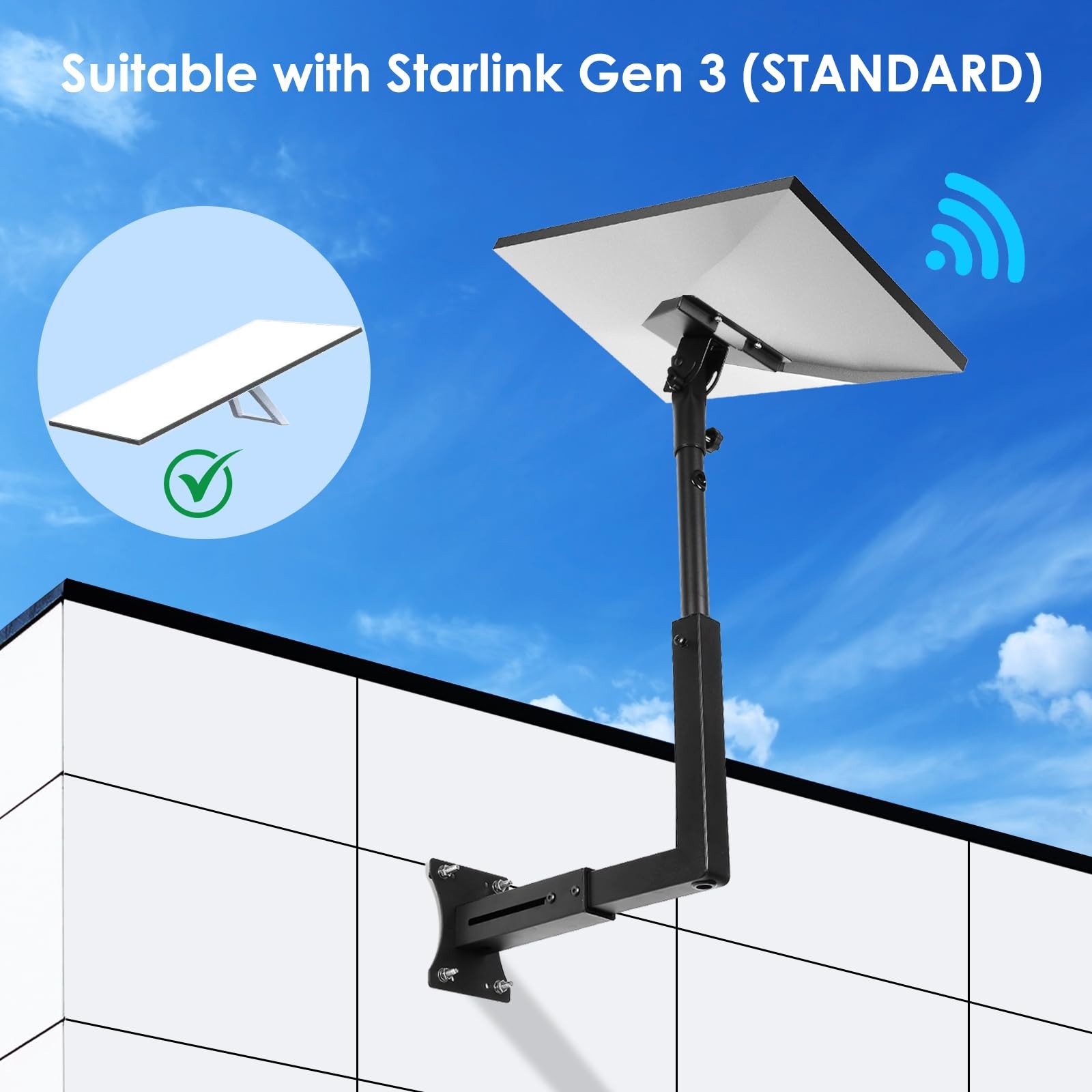 Starlink Mount, Adjustable Starlink Wall Mount Gen 3 with Telescoping Support...