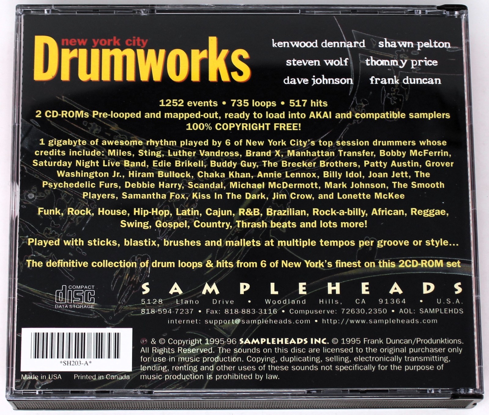 Sampleheads New York City Drumworks Akai Format Sound Library/Sampling 2 CD