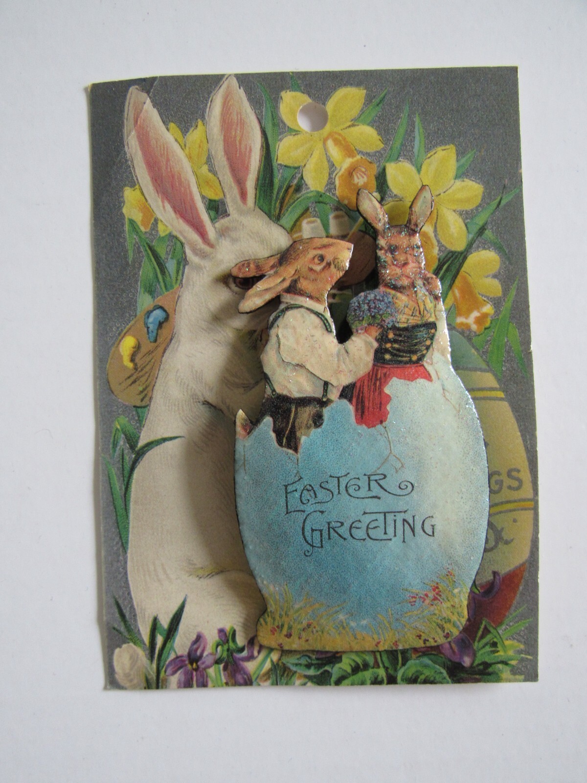 Vintage 1990 Dover Publications Easter Postcard with Attached Easter Brooch
