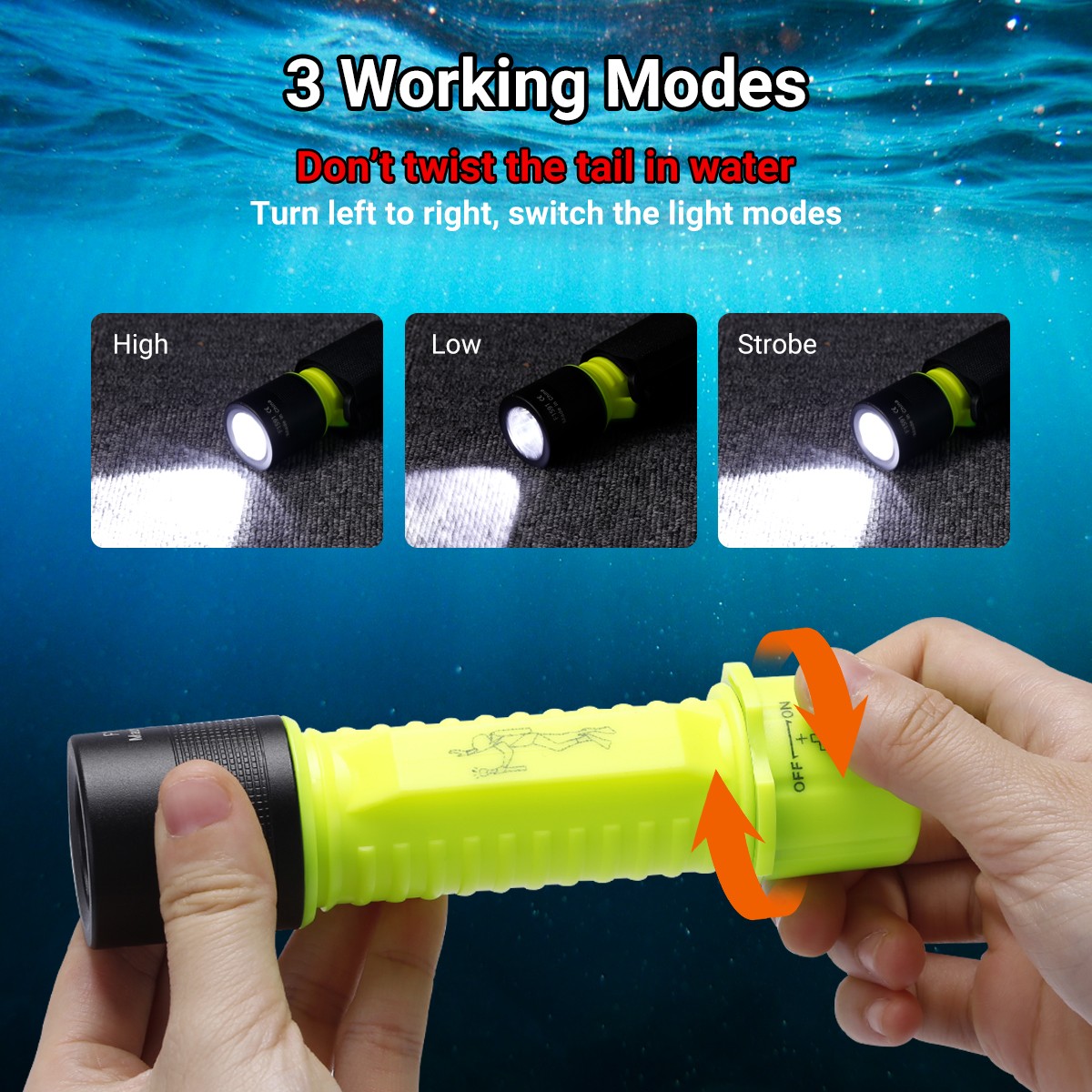 2PACK Professional Scuba Diving Flashlight Underwater 80ft Waterproof Dive Torch