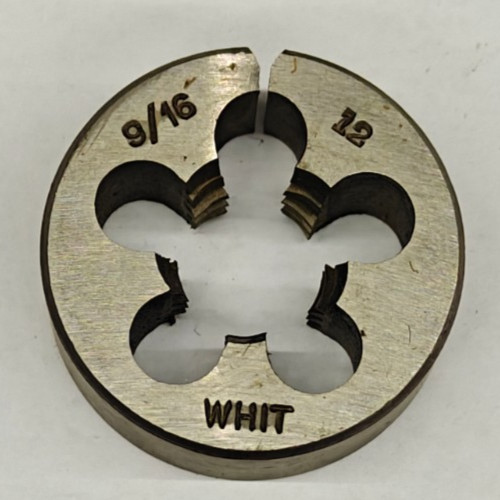 9/16"-12 BSW Round Die Screw Adjust 1-5/16 OD CS UK - British Standard Whitworth