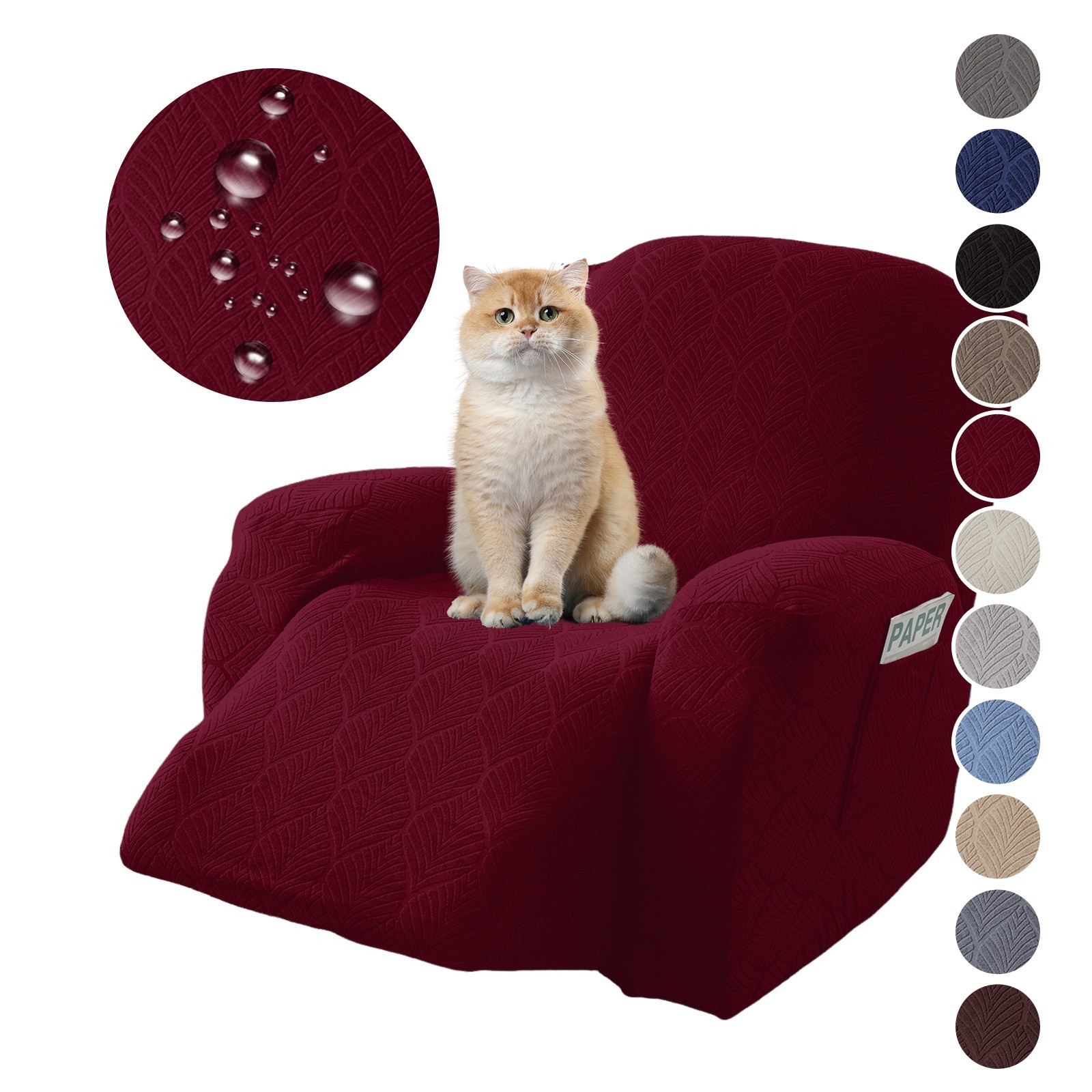 Waterproof leaf jacquard elastic lounge chair sofa cover, furniture protection