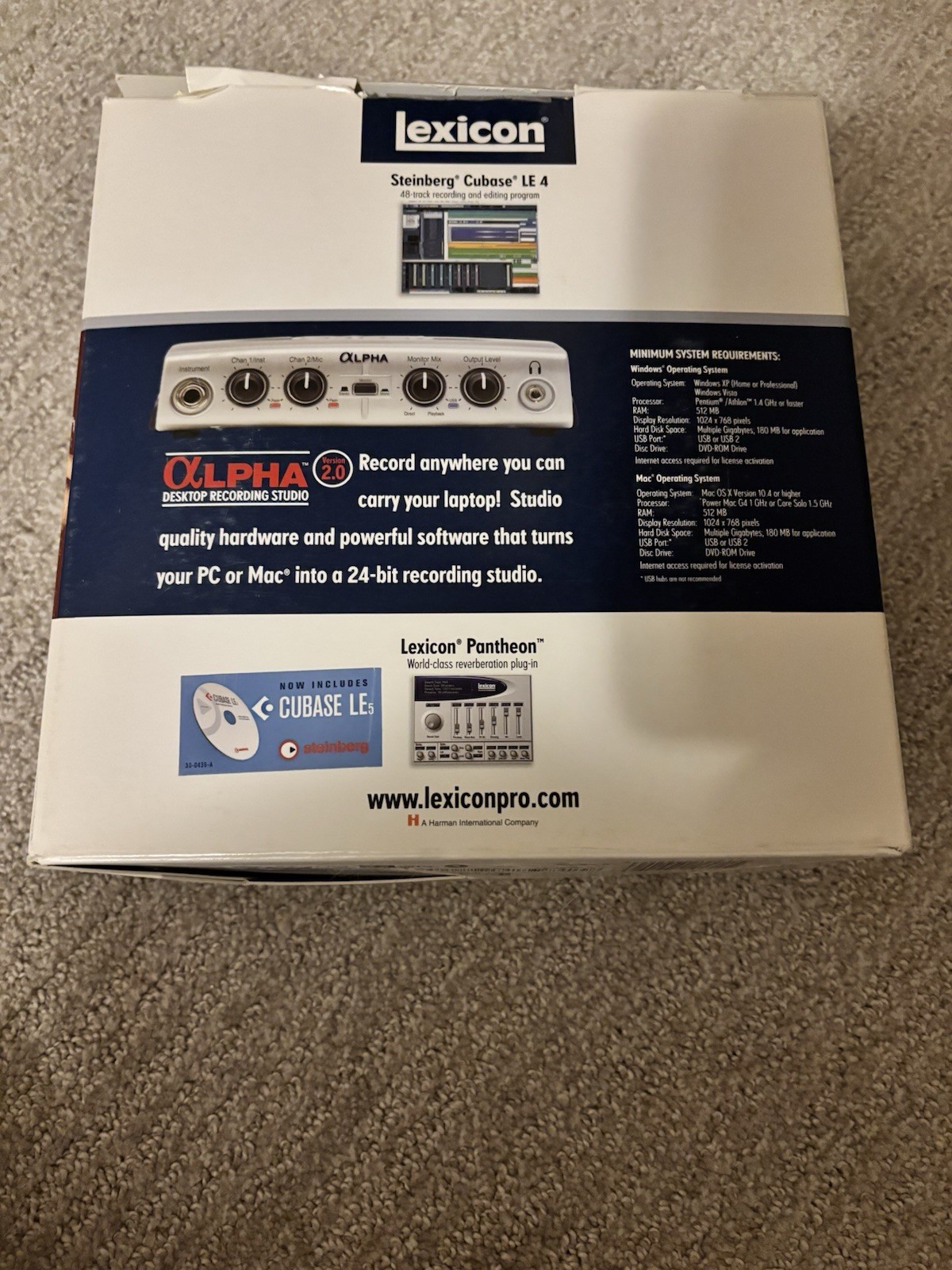 Lexicon Alpha multi-channel desktop recording studio interface.
