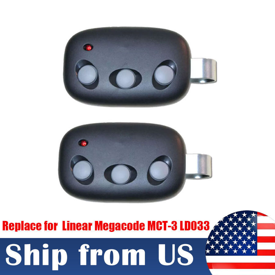 2x Garage Door Remote for Linear Megacode MCT-3 DNT00089 LD033 LD050 (3Buttons)