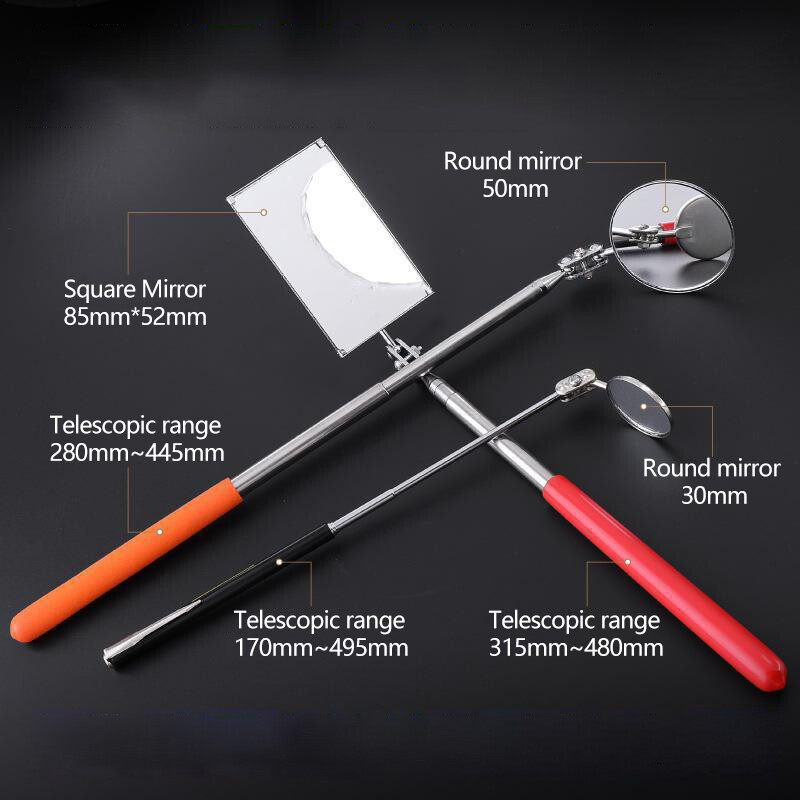 3PCS Telescoping Mirror Inspection Round Square Mirror Inspection Tool