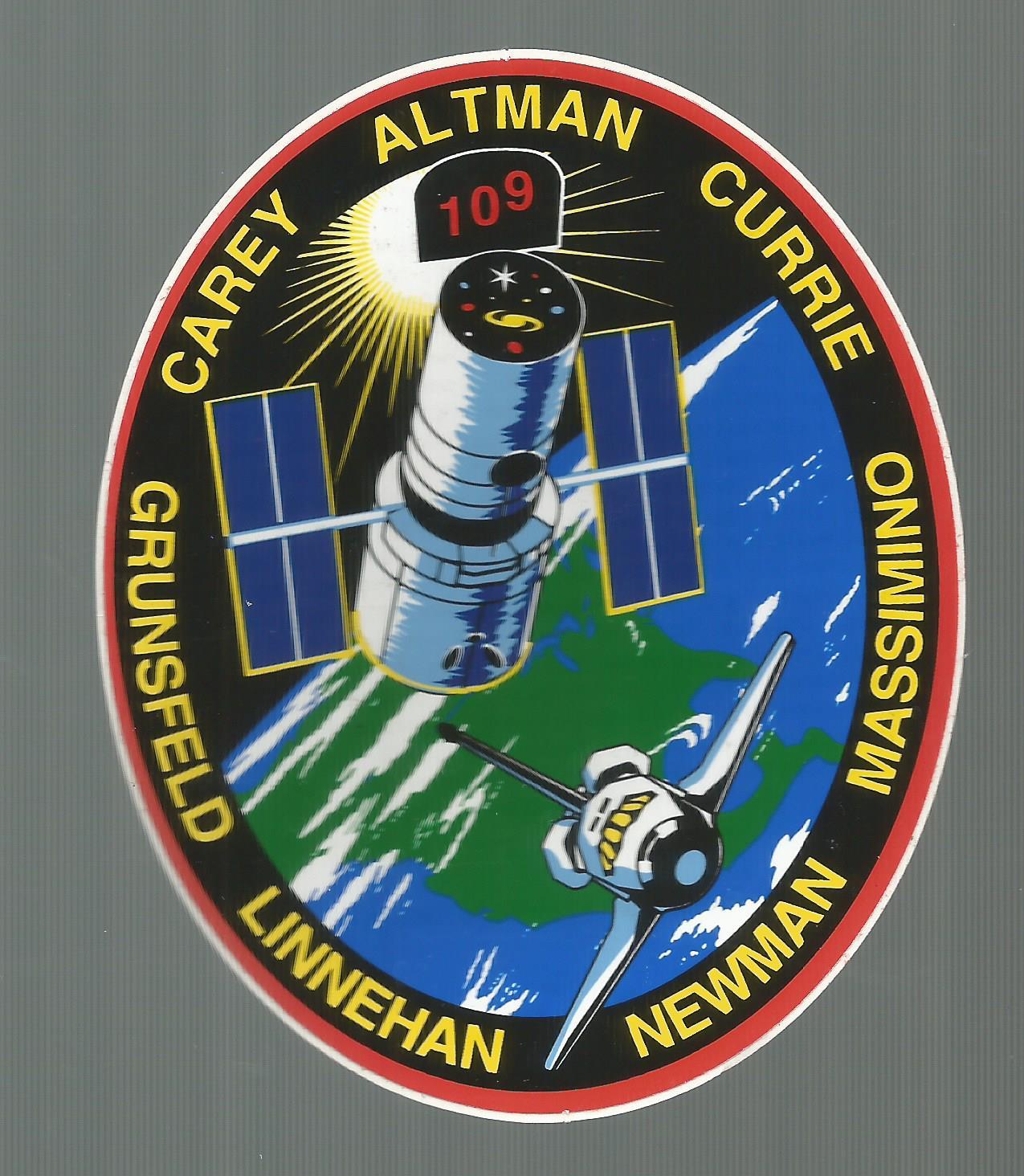 NASA SHUTTLE COLUMBIA STS-109  CREW PATCH SPACE  DECAL STICKER 4 1/2"