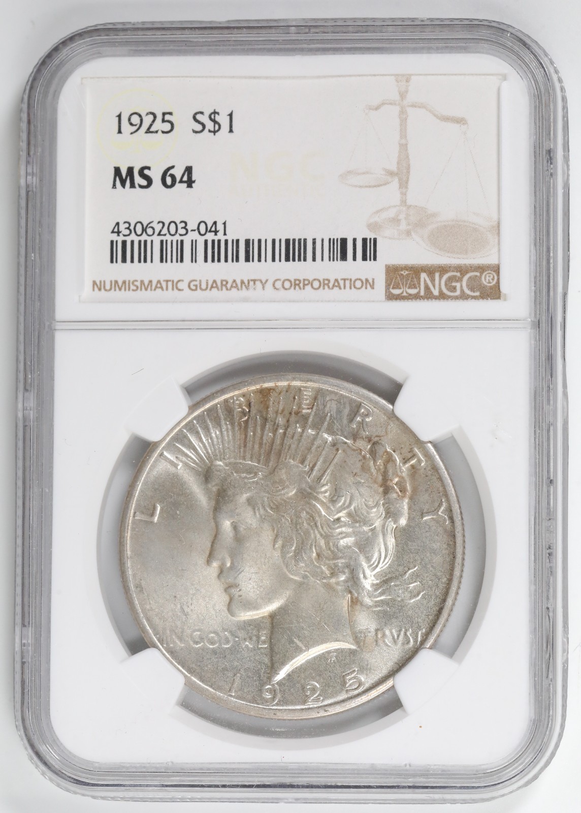 1925 P Peace Silver Dollar NGC MS64 Uncirculated