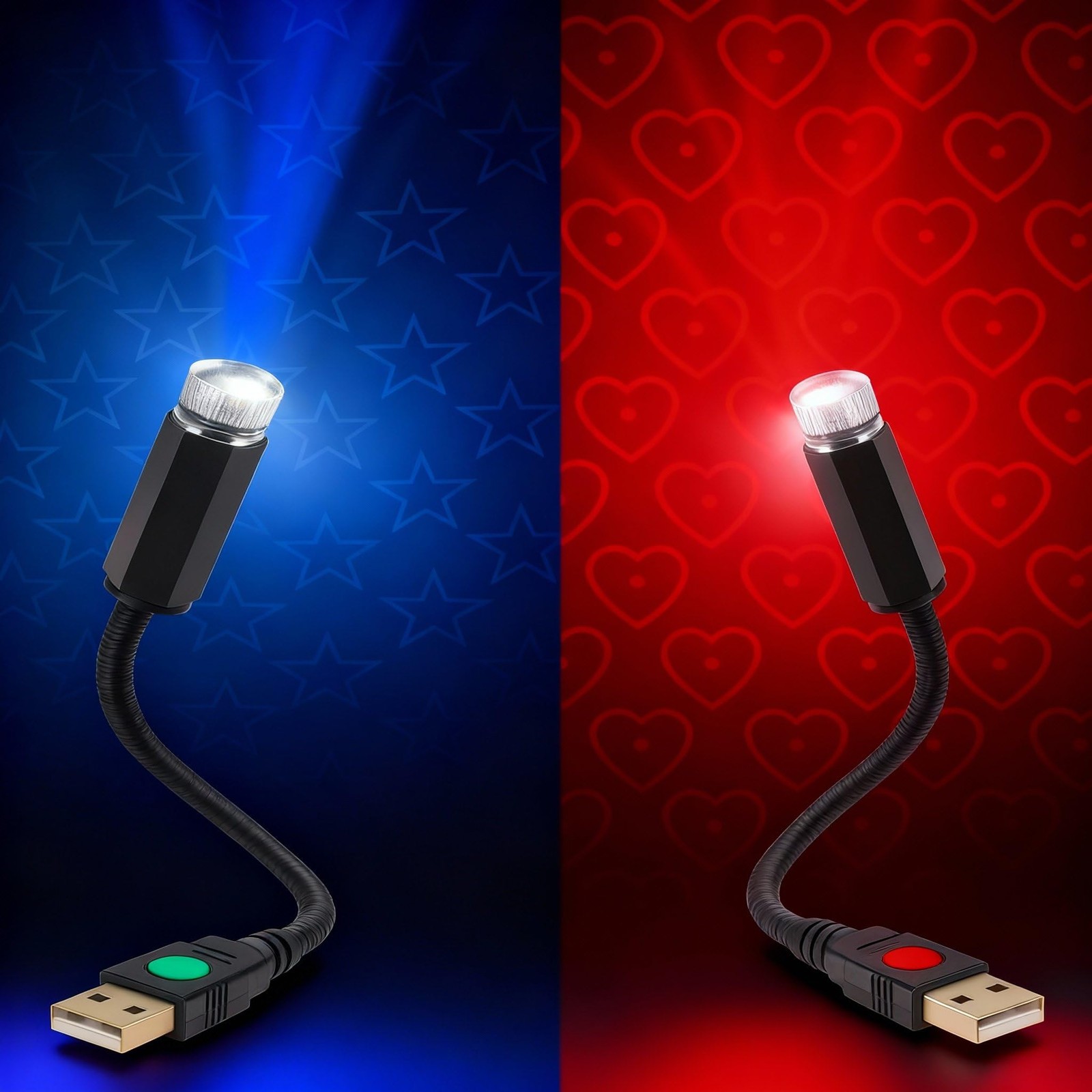 2 Pack Valentine's Day USB Star Projector Night Light Adjustable Romantic Pro...