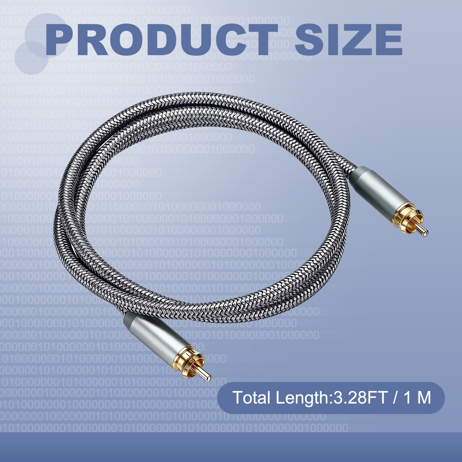 Subwoofer Cable, RCA to RCA Digital Coaxial Audio Cable, 3ft Gray