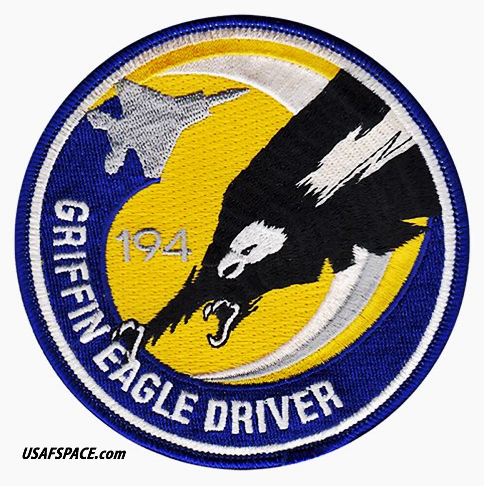 USAF 194TH FIGHTER SQ-194 FS-F-15-GRIFFIN EAGLE DRIVER-Fresno ANGB, CA-VEL PATCH