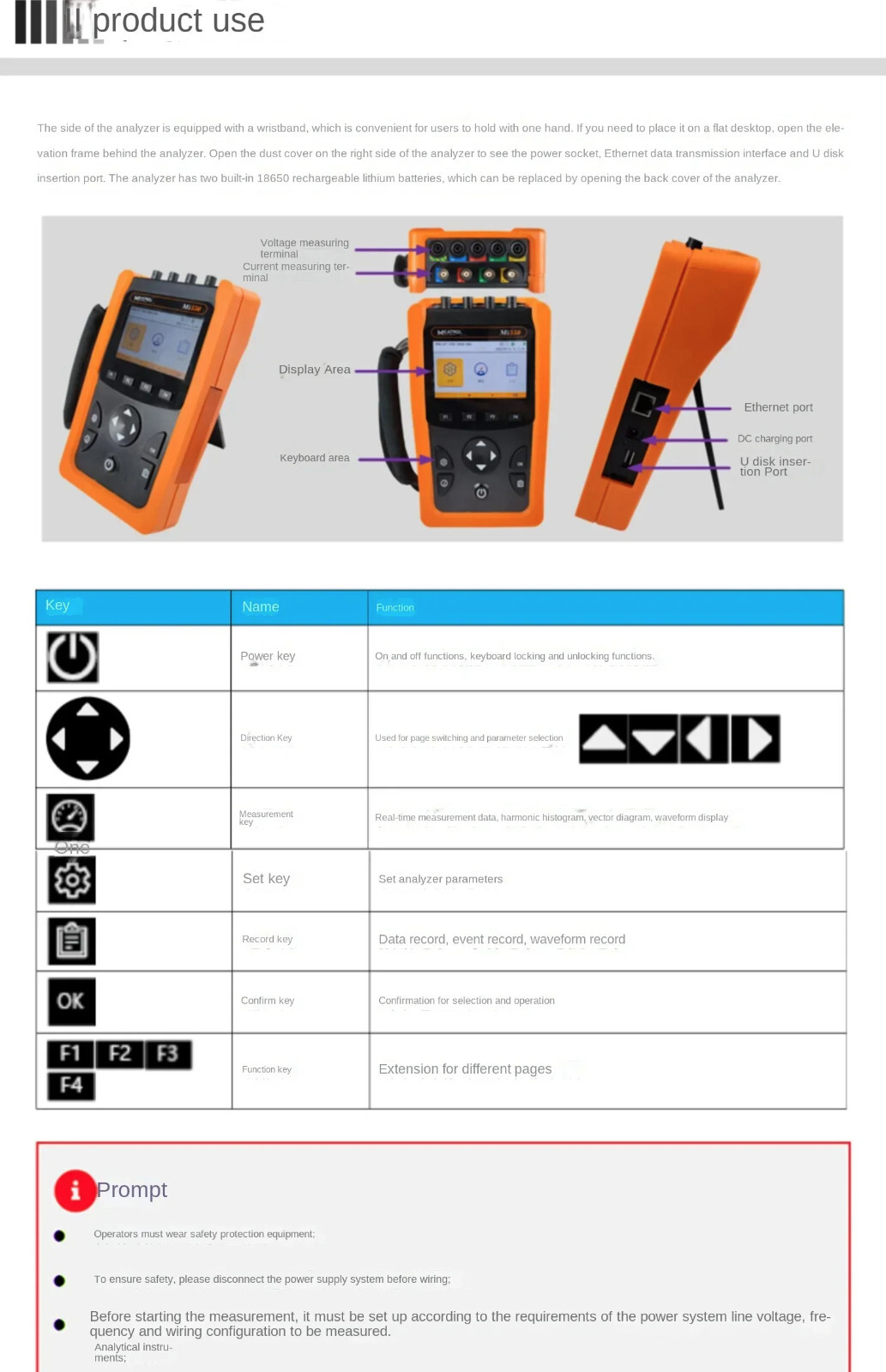 Mi550 Handheld Three phase Power quality analyzer + Harmonic + waveform record
