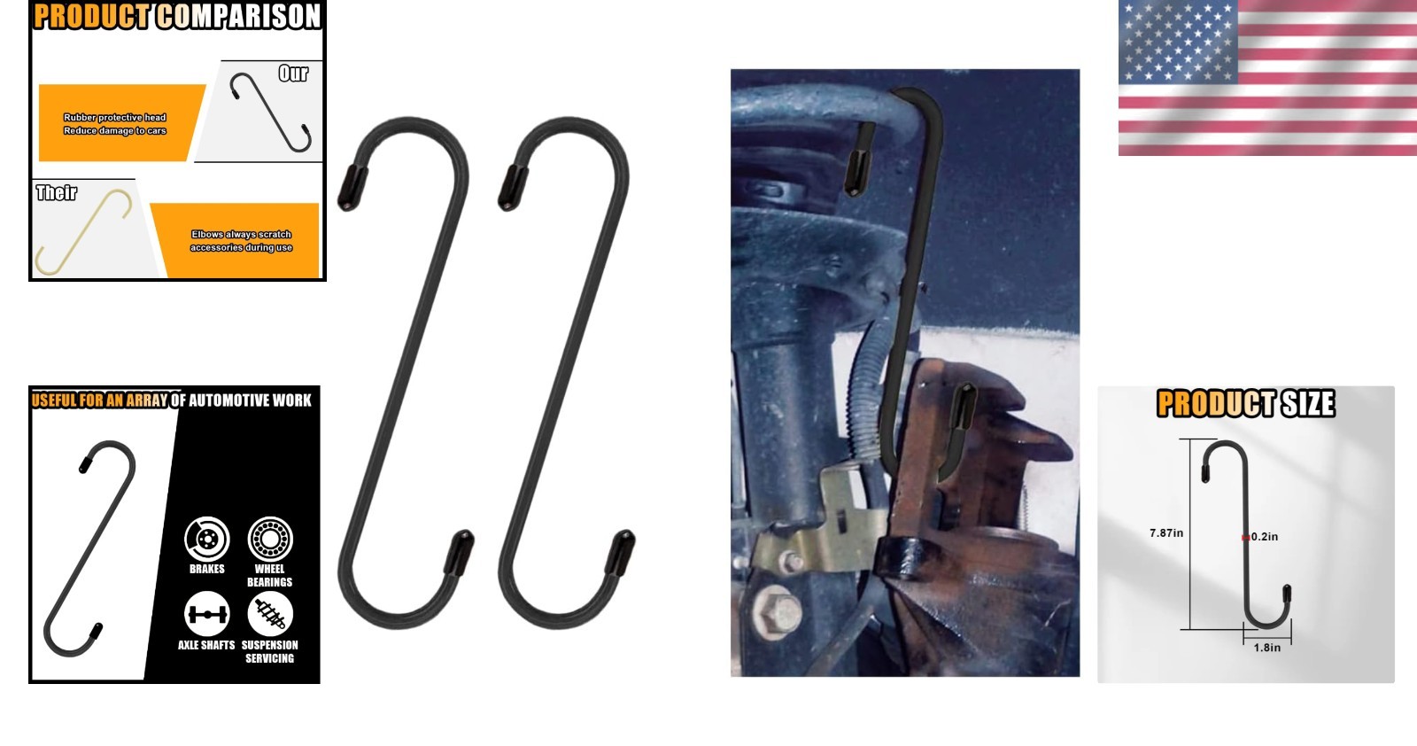 Efficient Brake Maintenance with 2 Pcs Car Caliper Hooks - Rust-Proof and Safe