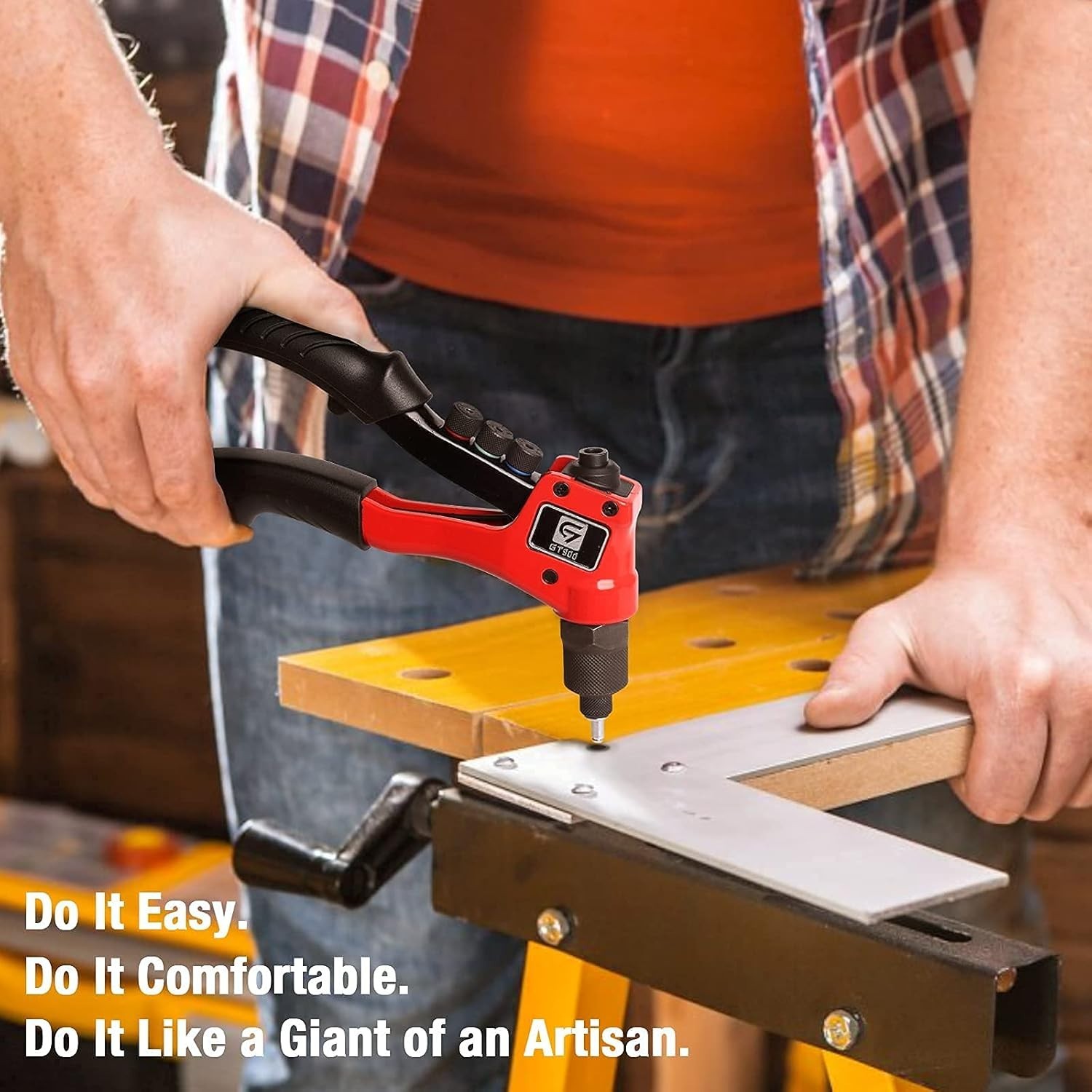 Versatile Pop Rivet Tool Kit: 200 Rivets, 4 Interchangeable Bits, & Carry Case