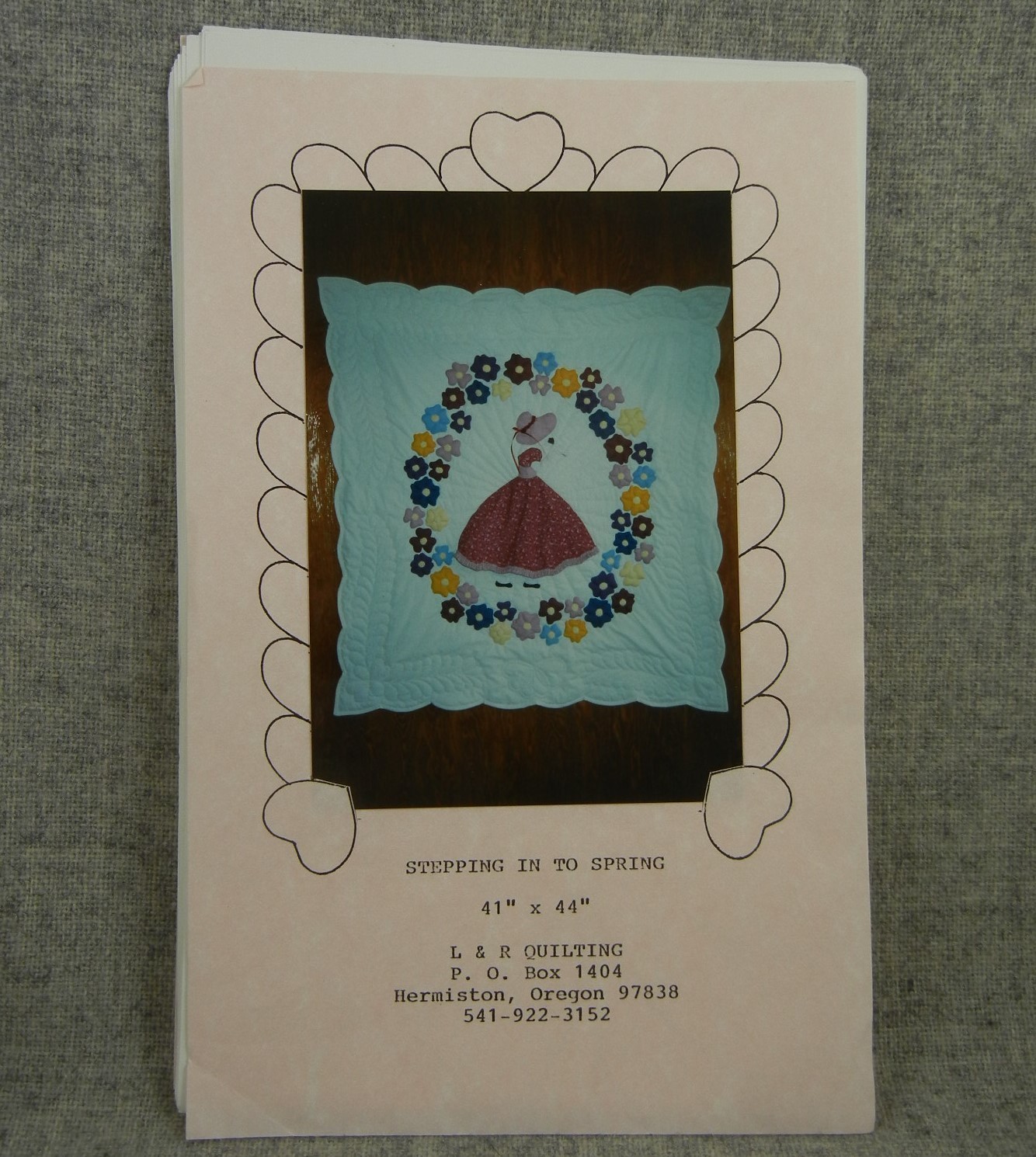 Stepping In To Spring Quilt Pattern Applique Flowers Girl Bonnet Uncut