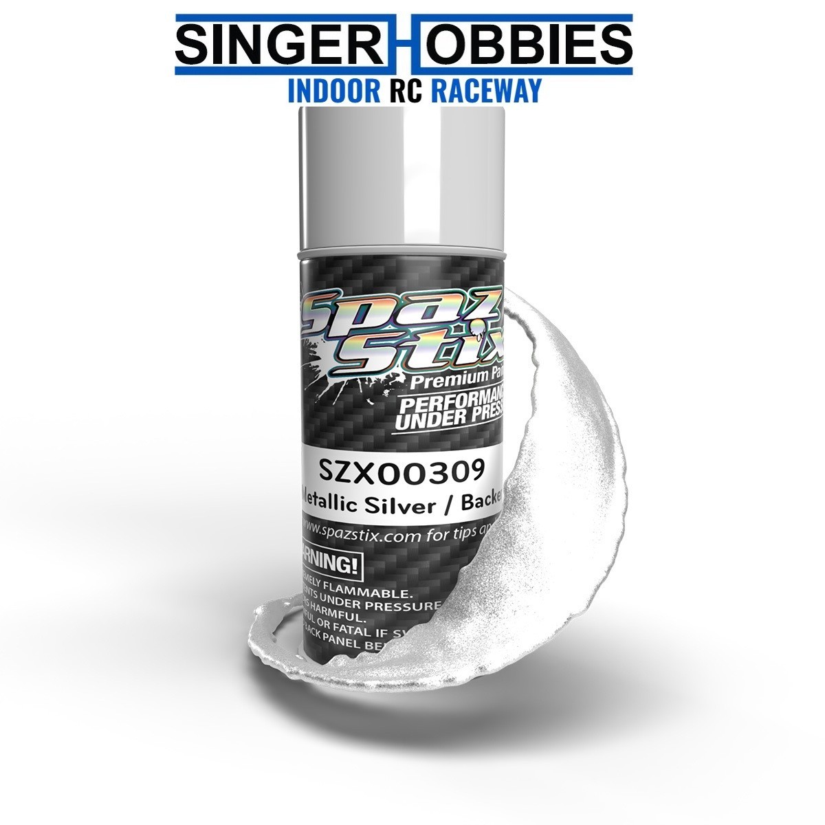 SPAZ STIX SZX00309 Metallic Silver/"Candy" Backer, Aerosol Paint, 3.5oz Can