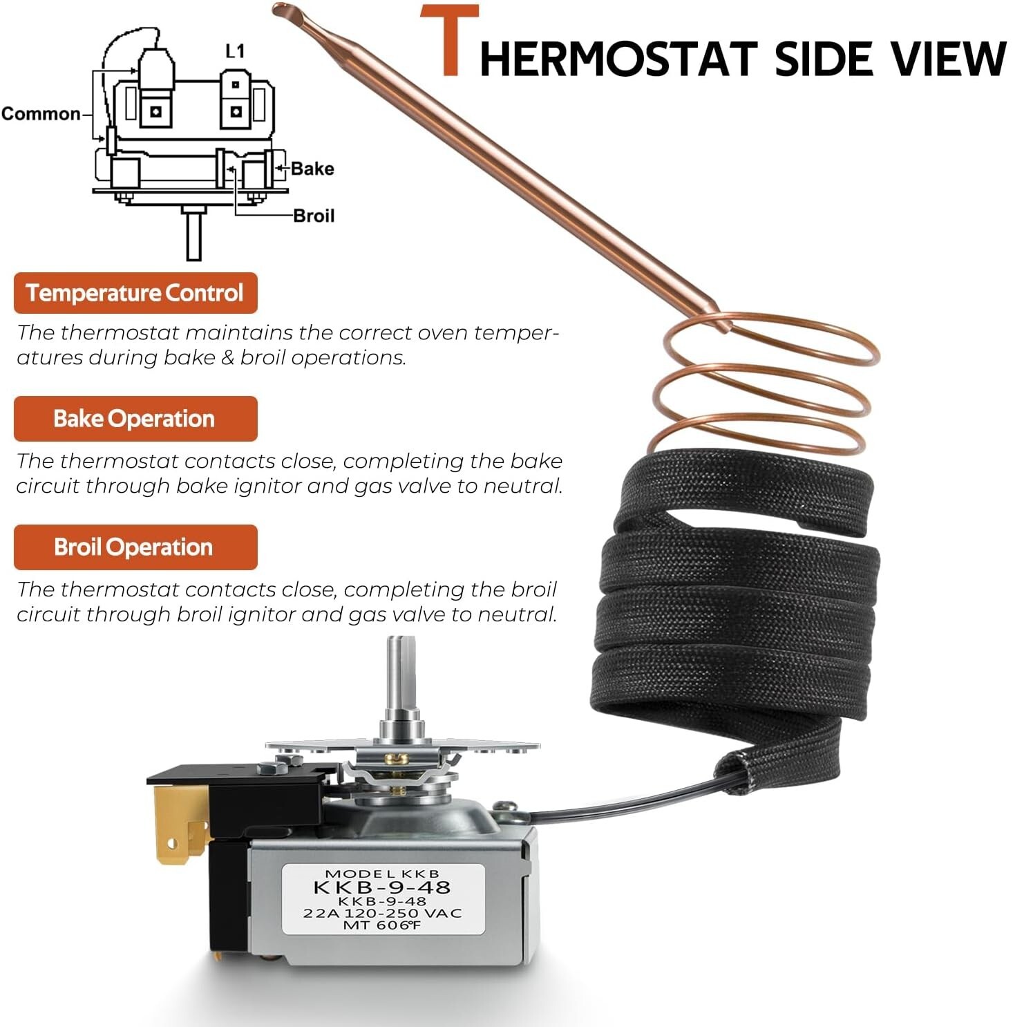 PB010036 Bake/Broil Thermostat For Viking Ranges, Induction,Electric & Gas Ovens