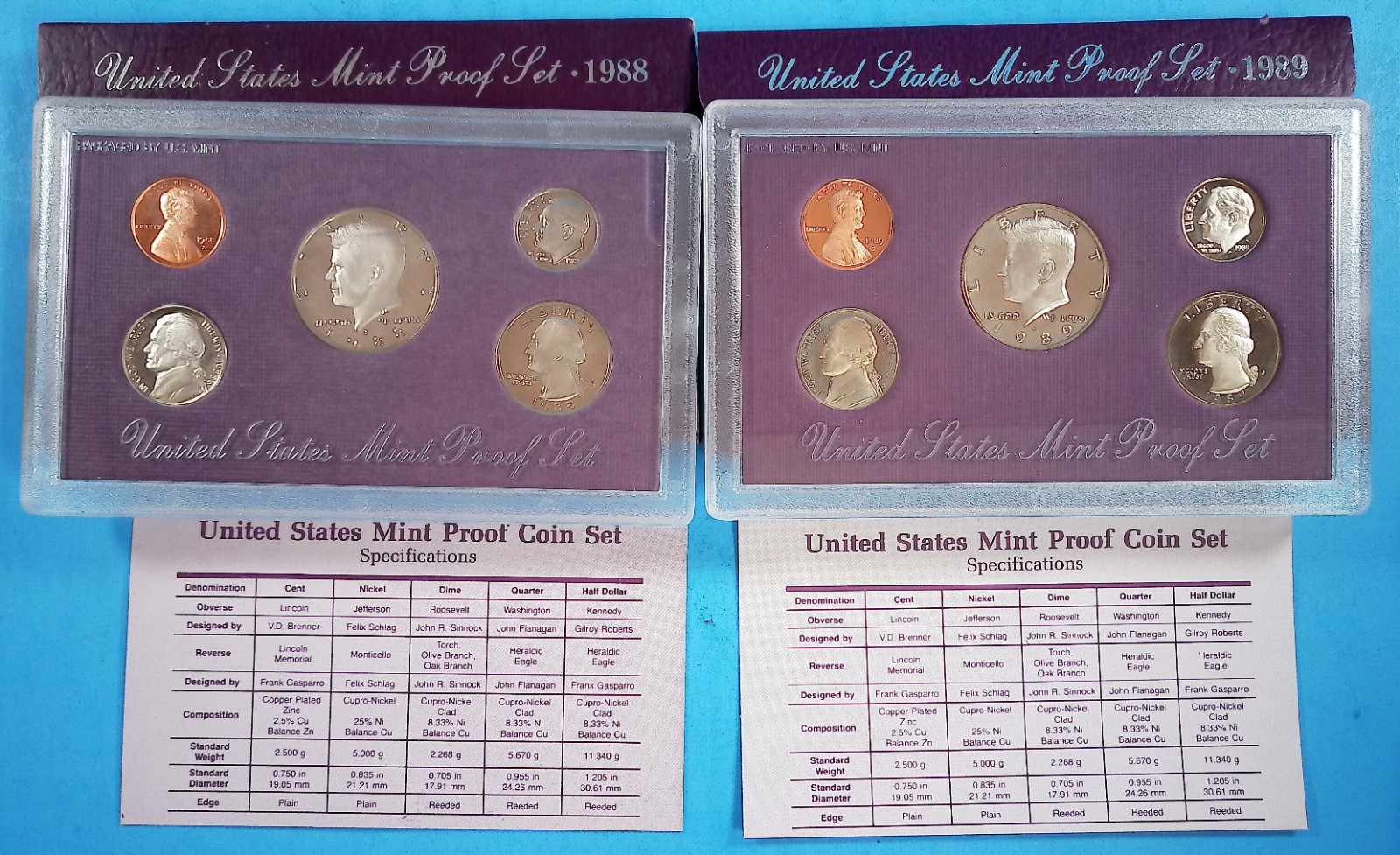 [Lot of 2] 1988-S and 1989-S United States Mint Proof Sets