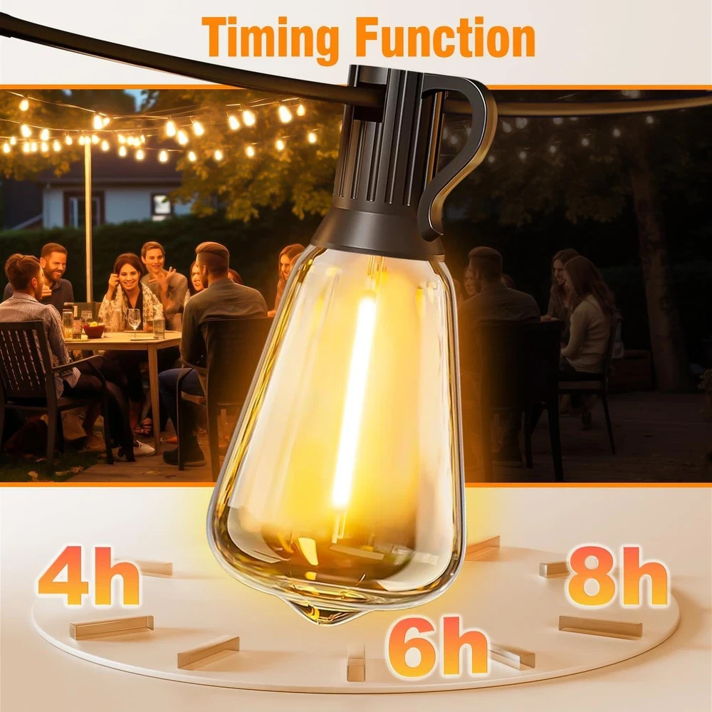 25FT String Lights Outdoor Waterproof LED Patio Lights with Remote