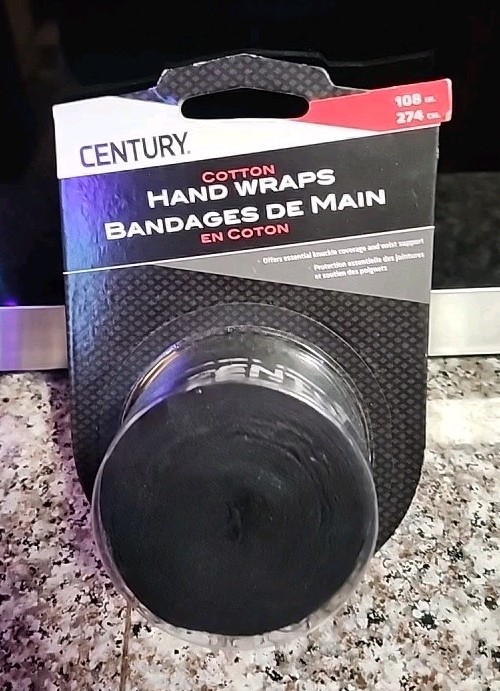 Hand Wraps Boxing/ Hockey Martial Arts - Century Cotton Hand Wraps 108in Black