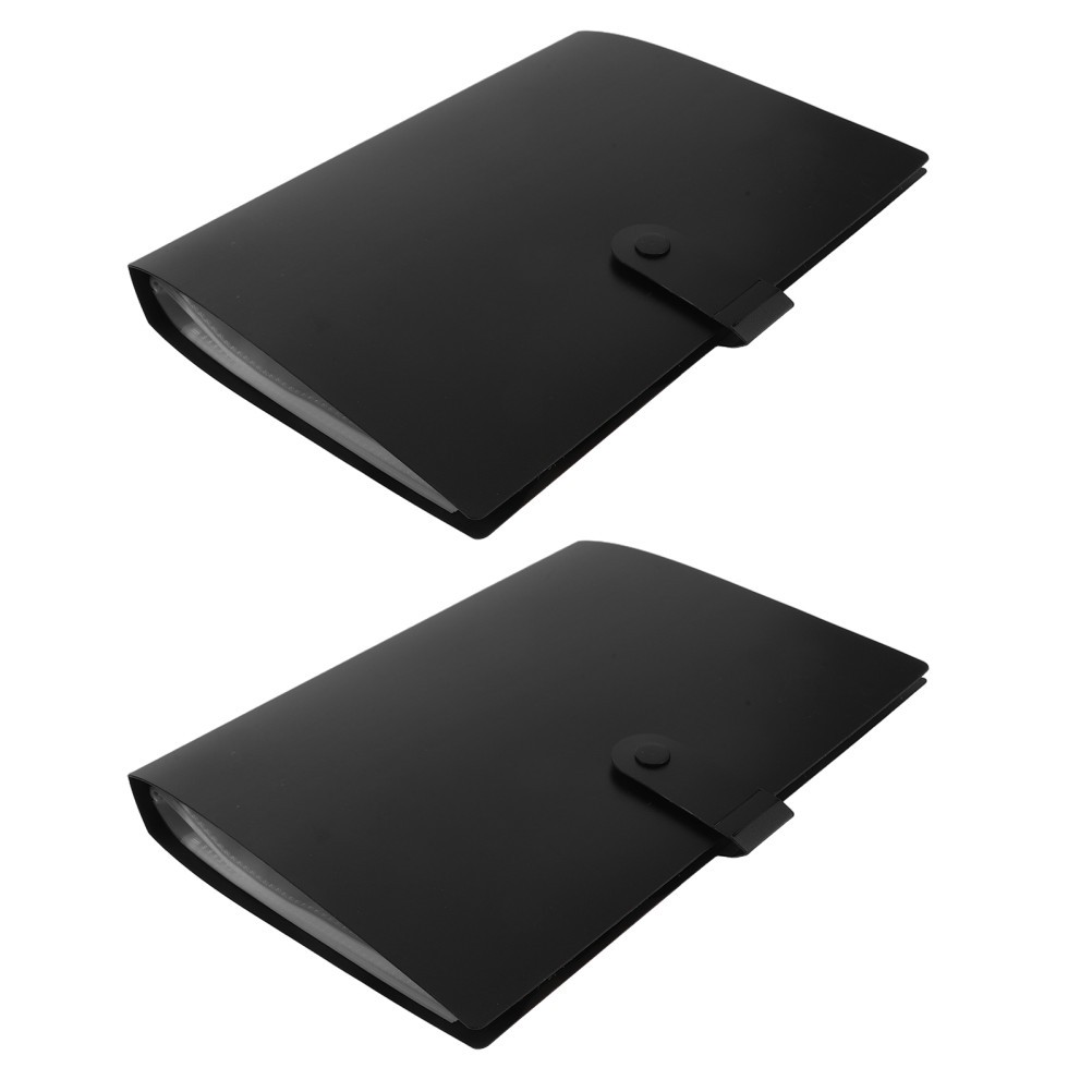 2pcs Index Card Album with Plastic Sleeves, Portable Organizer for Flash Card,