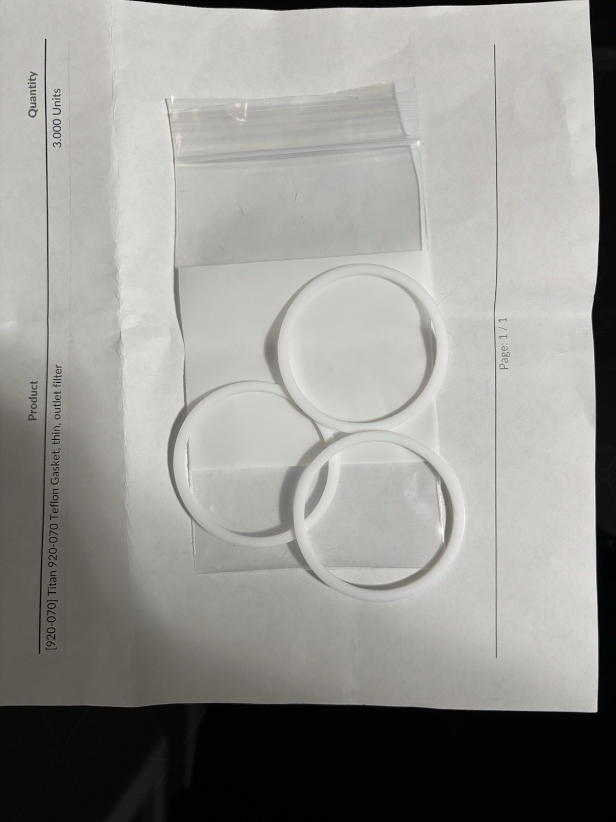 Titan 920-070 Teflon Gasket, Thin Outlet Filter, Pack Of 3 (new)