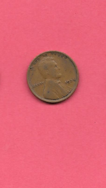 US LINCOLN WHEAT CENT 1924 P  FINE-NICE OLD USED ANTIQUE  PENNY COIN