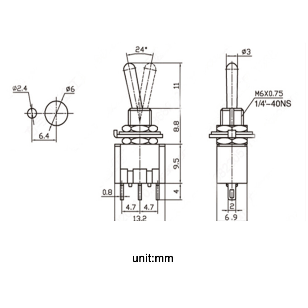 5× Momentary Toggle Switch 3 Position (ON)-OFF-(ON) Spring Back 3 Pin 12V 0-250V