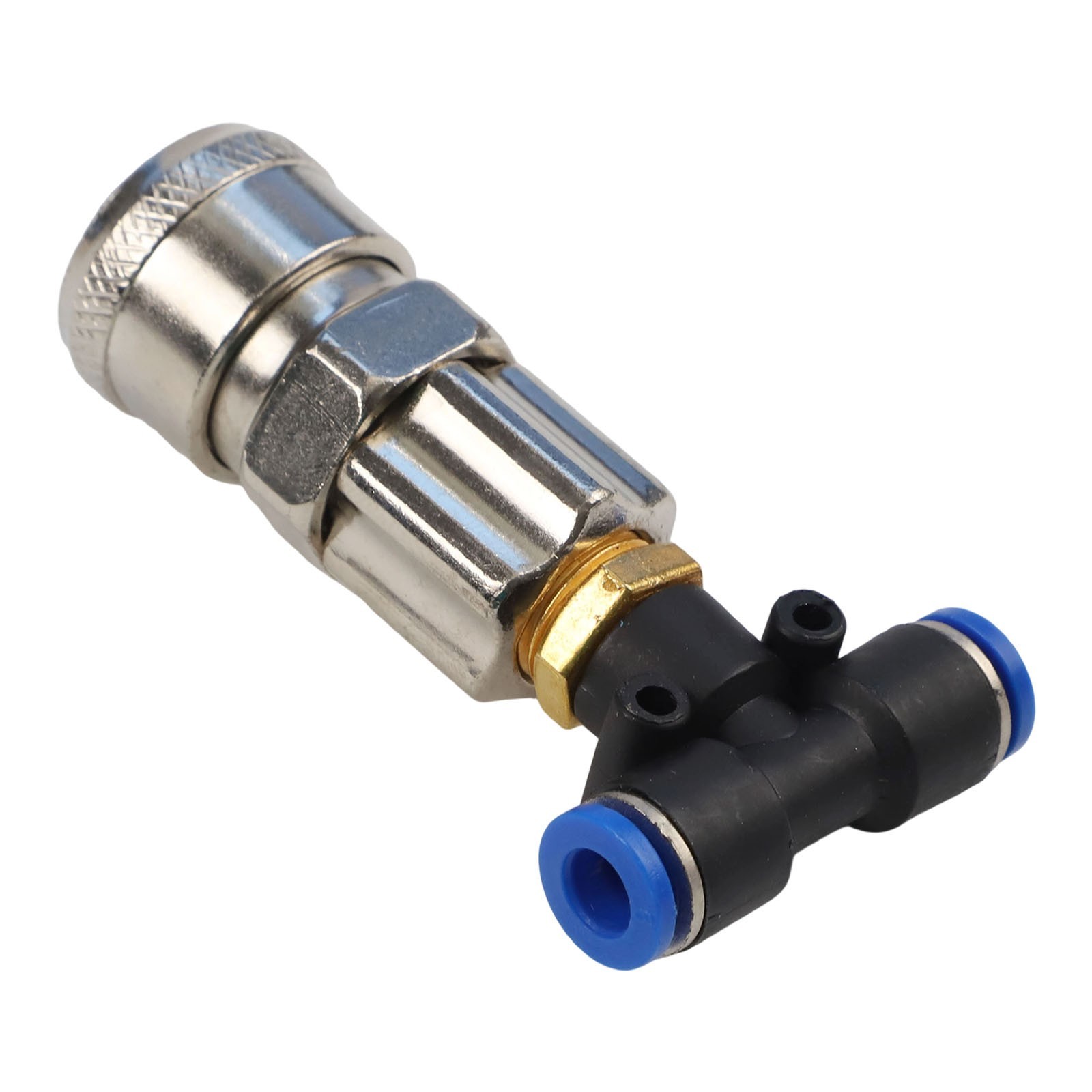 Three way Pneumatic Tank Connector Straight Through Joint Metal Material