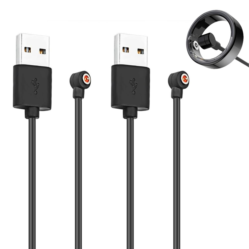 [2-Pack] Smart Ring Charger Cable, for YoR by Letsfit, COLMI, 30 cm, Black
