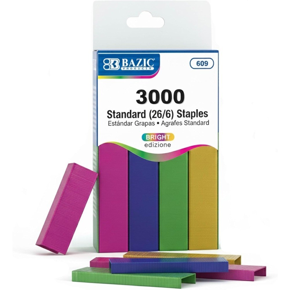 Standard Staples 3000 Pack 26 6 Staple Refill for Staplers Assorted Metallic