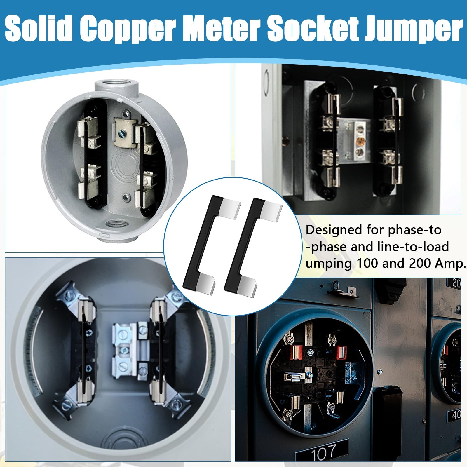 12Pcs 200 Amp Meter Socket Jumper Assembly Bypass Bus Electrical Base Link