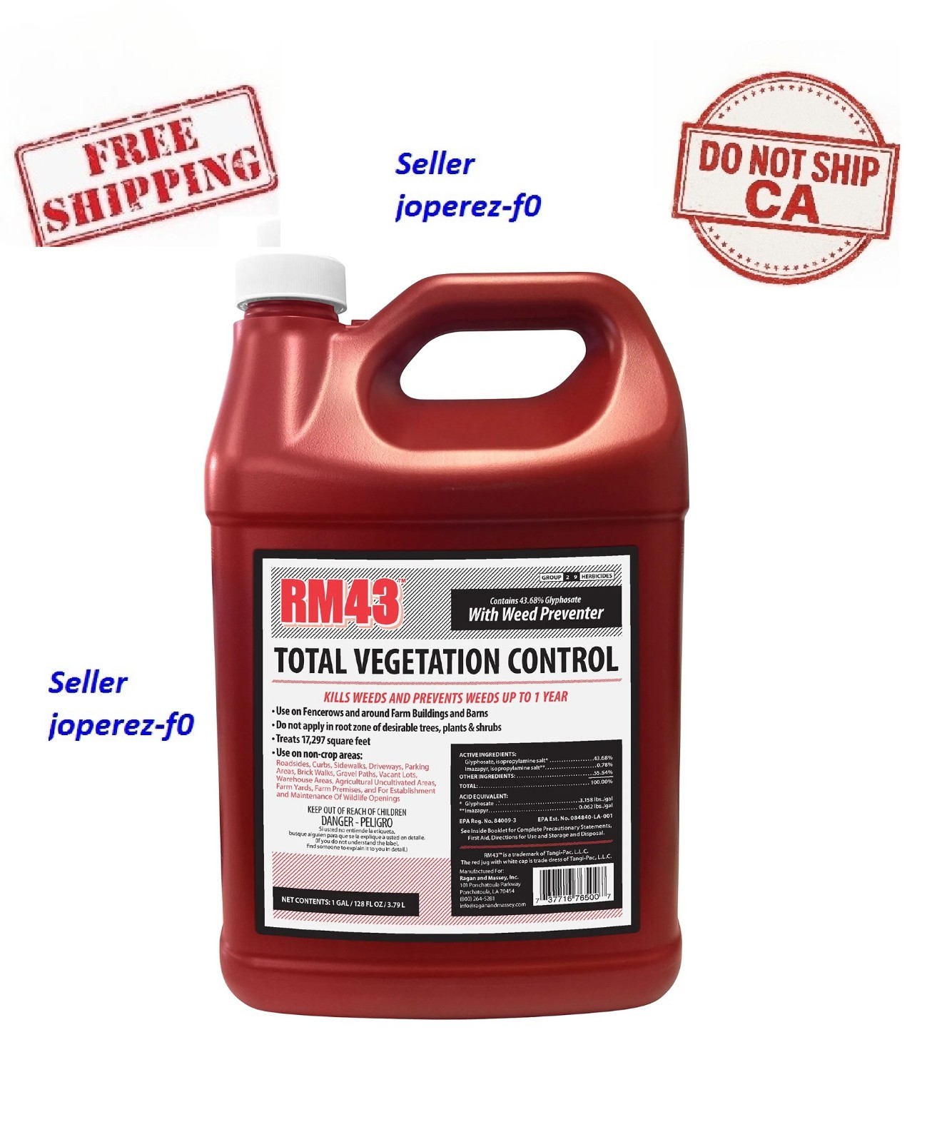 RM43 Total Veg Control SERIOUS  Weed Preventer and Grass killer 1 GAL