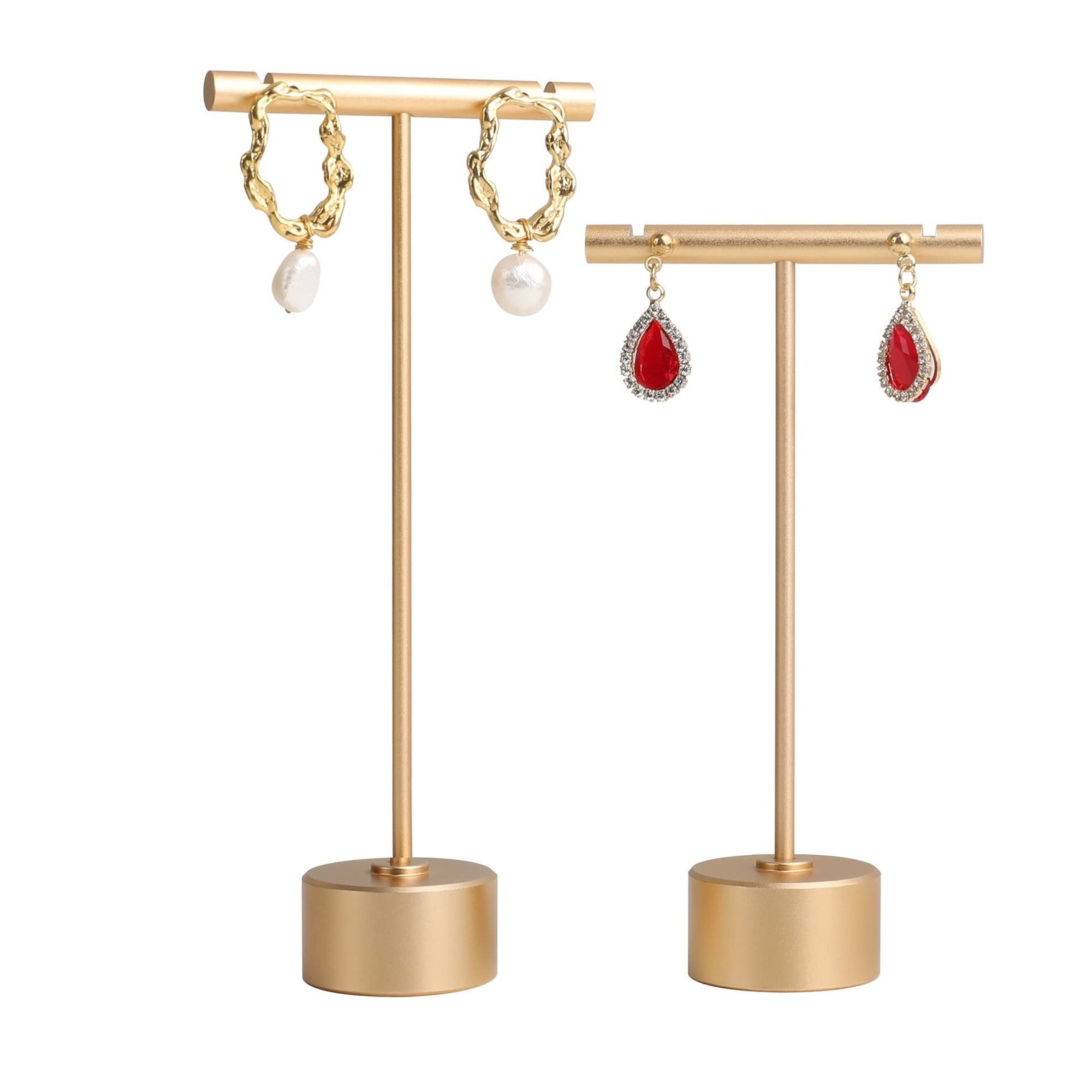 2pcs Gold Earring T bar display stand, Metal Earring Display Holder for retai...