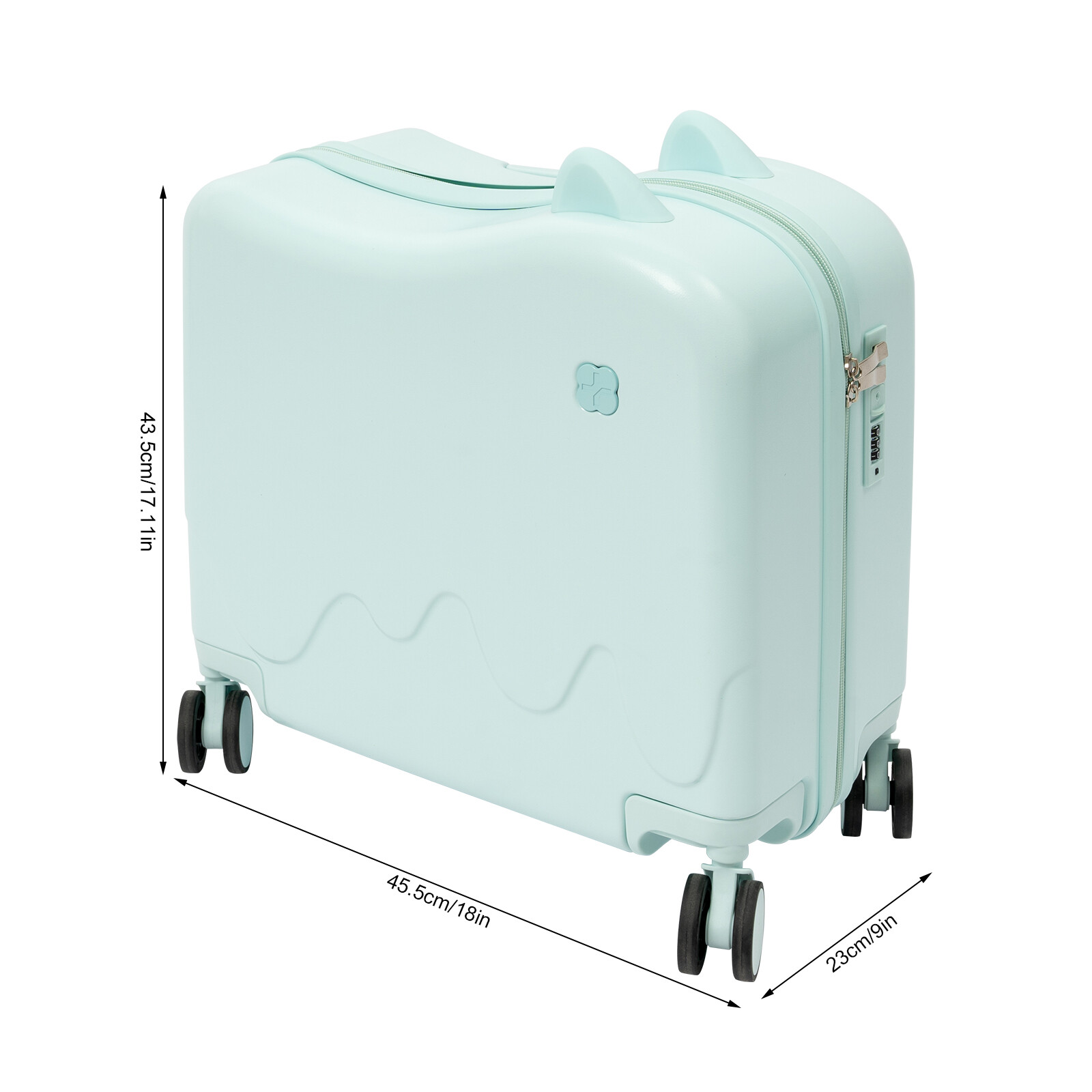 18" Kids Ride-On Suitcase Children's Luggage Case Rolling Luggage With Lock