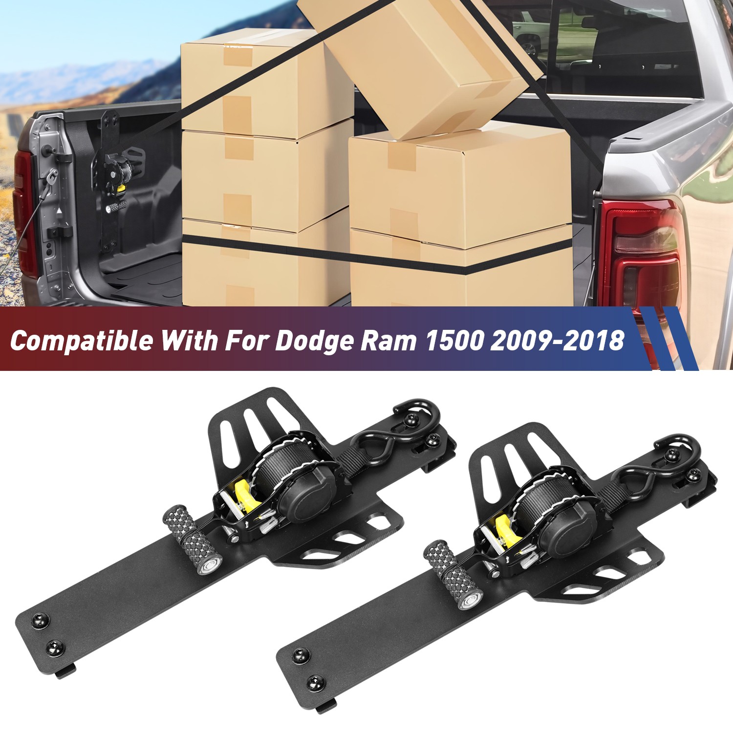Auto Retract Securing Strap For Dodge Ram 1500 2009-2018 Retract Tie Down Straps