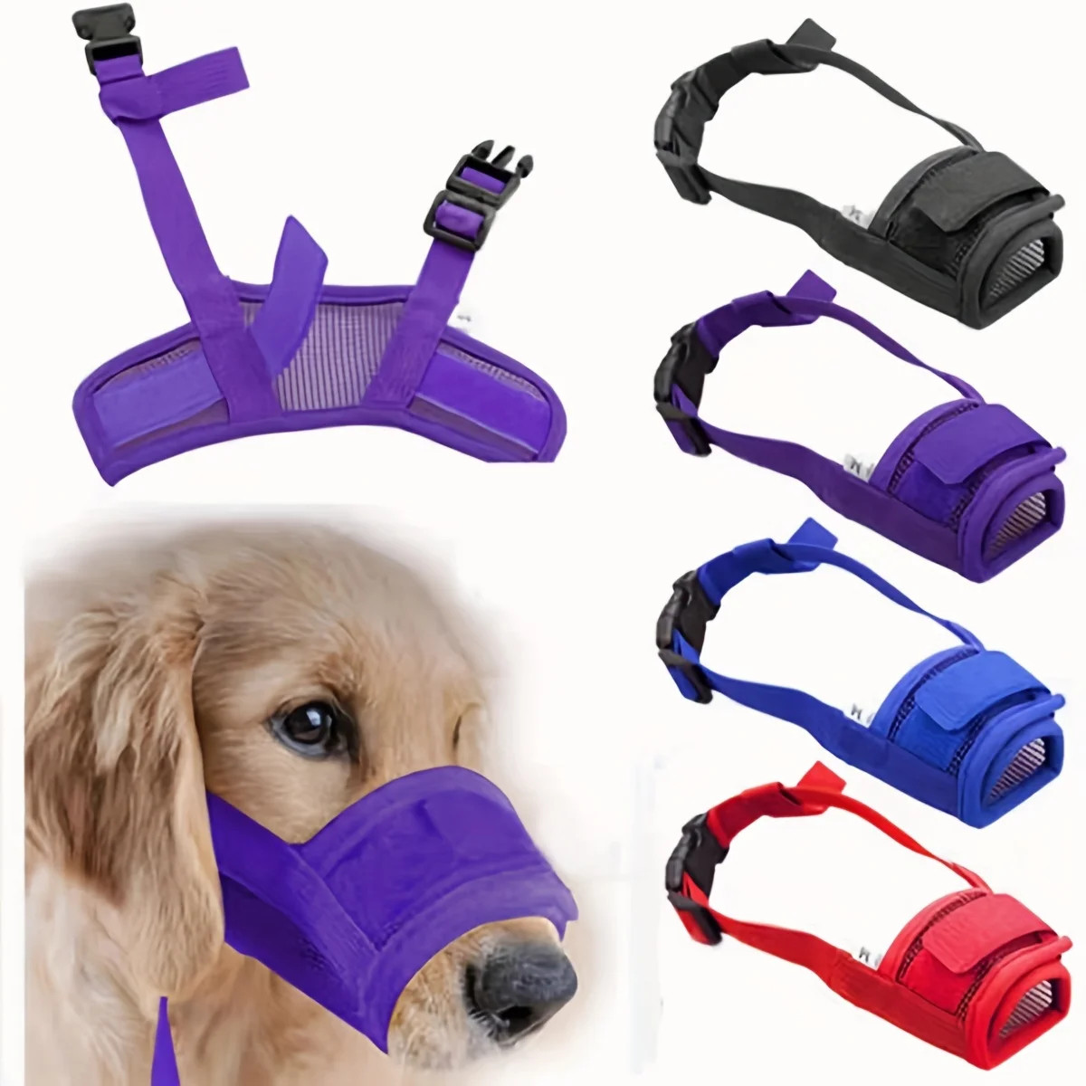 Breathable Dog Mouth Cover Mesh Anti Biting Barking Pet Muzzle Adjustable Dog Mu
