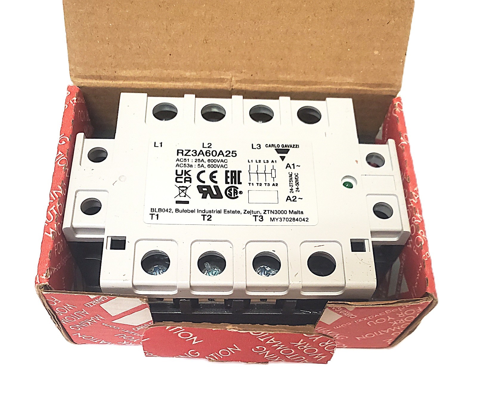 CARLO GAVAZZI RZ3A60A25 Solid State Relay 25A 600VAC 5A
