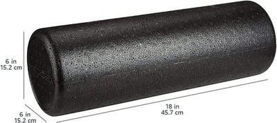 High-Density Foam Roller for Exercise and Recovery, 18 Inches, Black