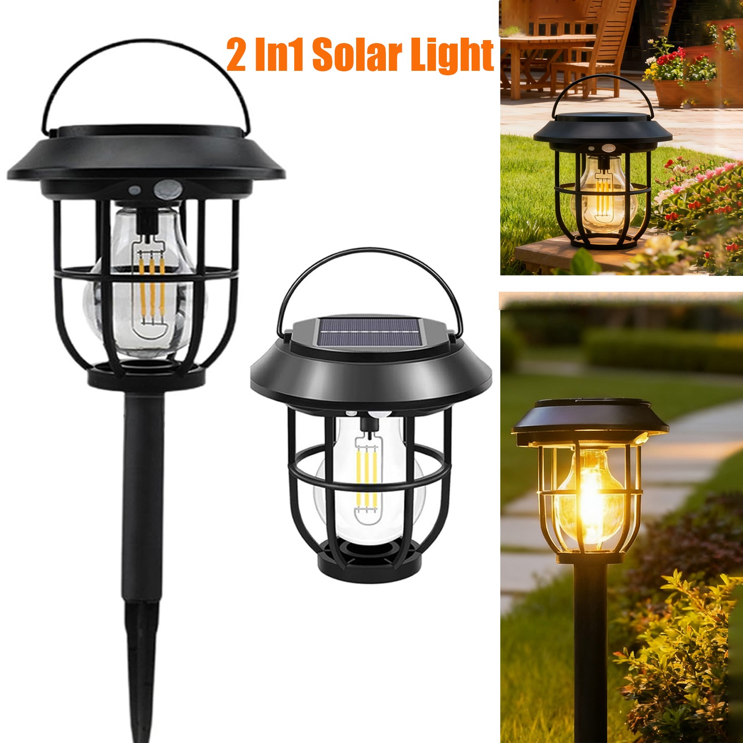 1-4x Solar Garden Motion Sensor 2IN1 Light Outdoor Pathway Lawn Landscape Lamp