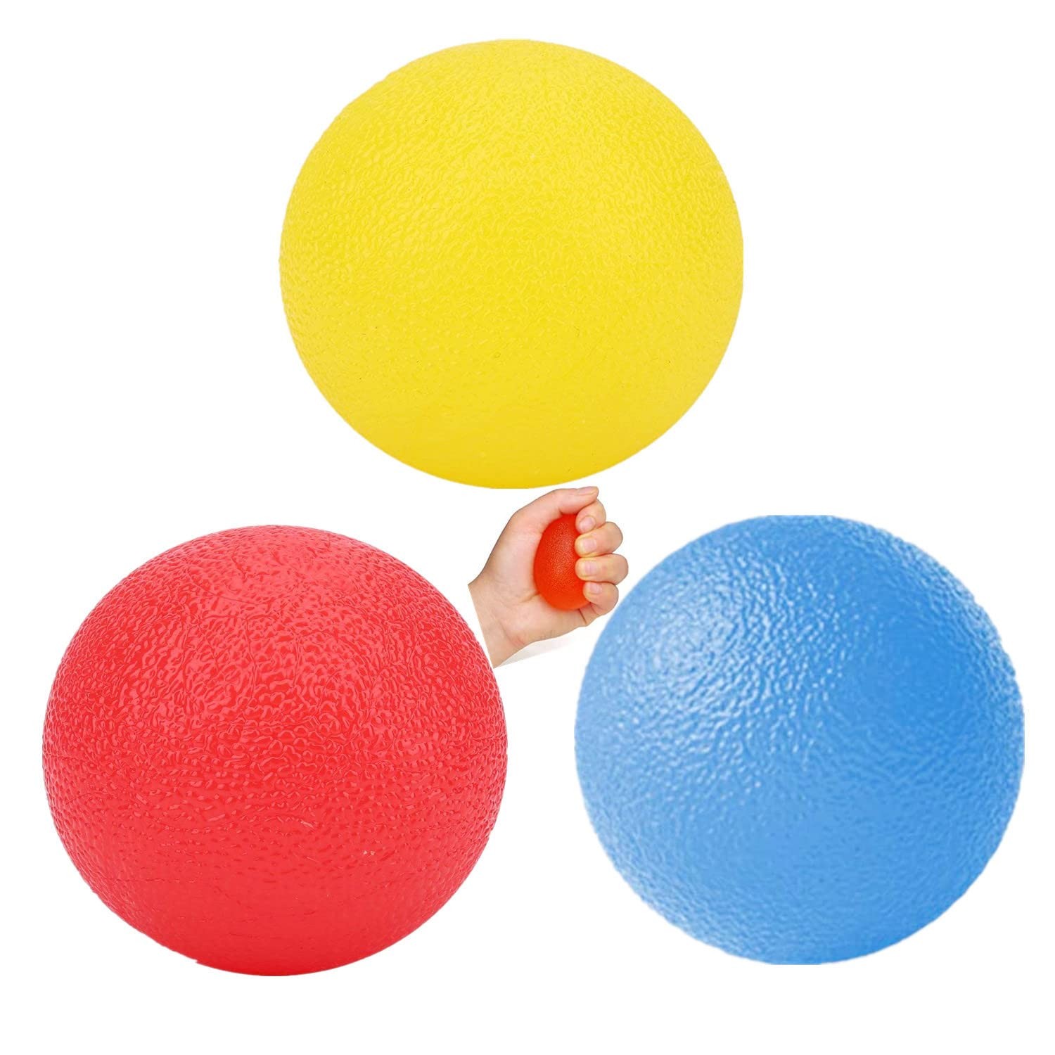 3 PCS Physical Therapy Hand Exercise Balls, Stress Relief Balls for Adults, Sque