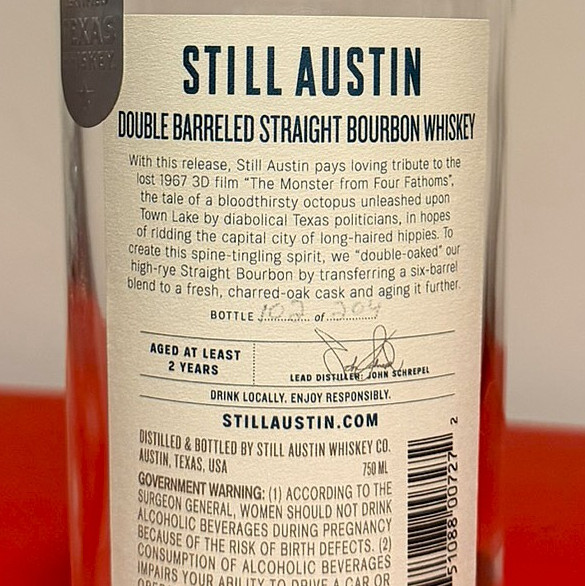 Still Austin Double Barrel Octopus Empty Bourbon Bottle sick 3D Artwork Rare!!