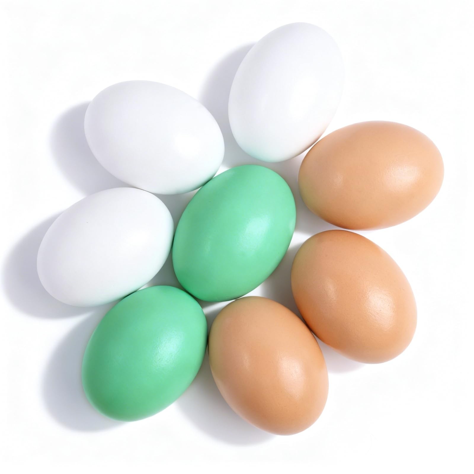 8PCS Wooden Fake Eggs, 3 Colors Dummy Eggs, Poultry Mannequin Nest Eggs, Help...