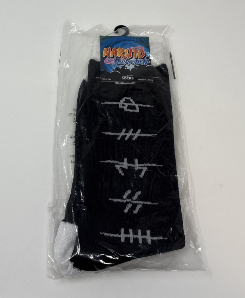 Anime Naruto shippuden socks Crunchy Roll White Black OS By Ripple Junction