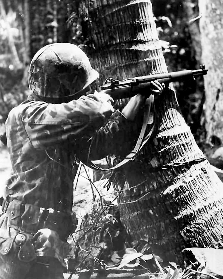 Marine with M1 Rifle on Bougainville World War II WW2 WWII 8x10 Photo 59c