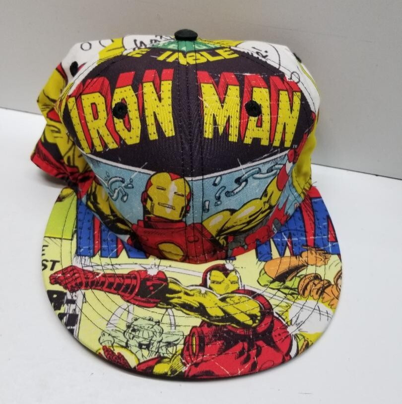 MARVEL COMICS 2009 IRON MAN COMIC STRIP S/M SIZE FLAT BILLED HAT