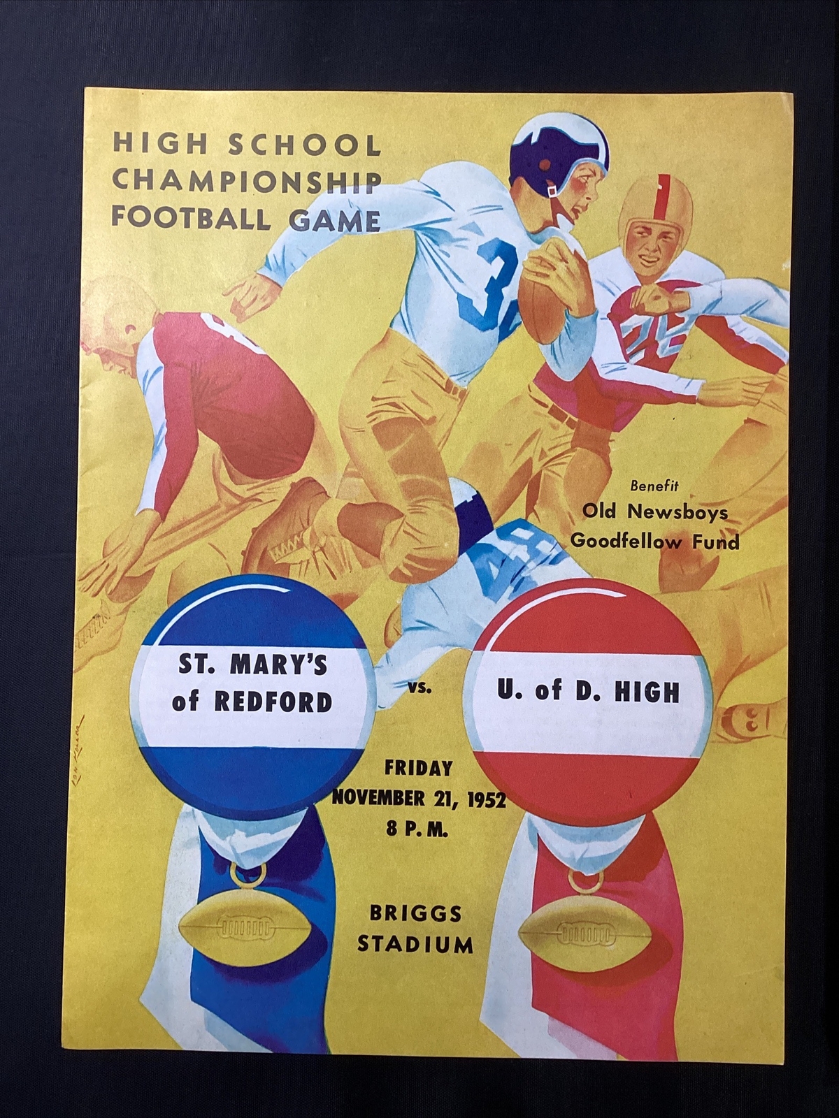 1952 Detroit High School Football Championship Program St Mary’s Redford U of D